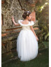 Cold Shoulder Ivory High Low Flower Girl Dress